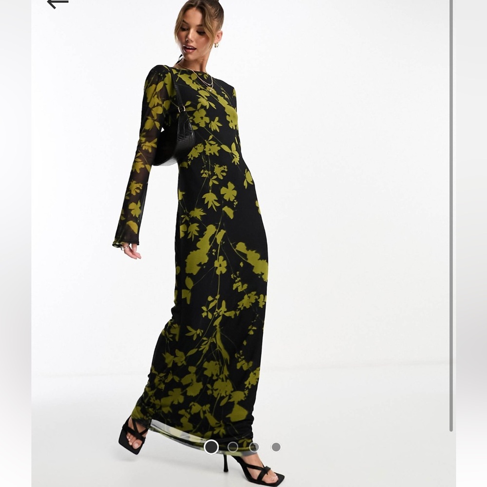 ASOS DESIGN low back floral mesh maxi dress